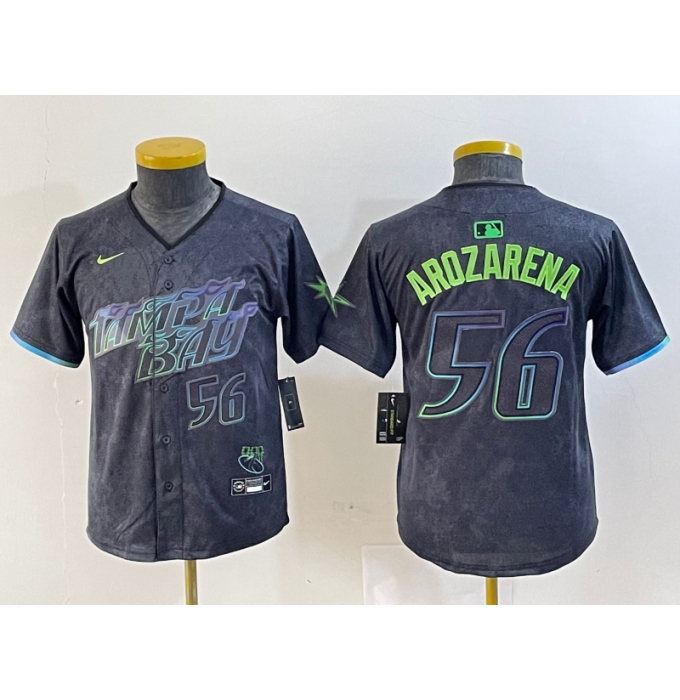 Men's Tampa Bay Rays #56 Randy Arozarena Number Charcoal 2024 City Connect Limited Stitched Jersey