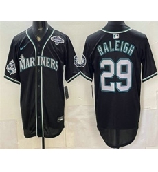 Men's Seattle Mariners #29 Cal Raleigh 50th Black Out Style Vapor Premier Limited Jersey