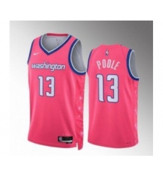 Men's Washington Wizards #13 Jordan Poole Pink Cherry Blossom City Edition Limited Stitched Basketball Jersey