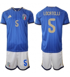 Men's Italy #5 LOCATELLI National Team FIFA x World Cup 2026 Home Blue On Field Jerseys