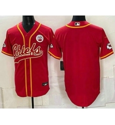 Men's Kansas City Chiefs Blank Red Cool Base Stitched Baseball Jersey