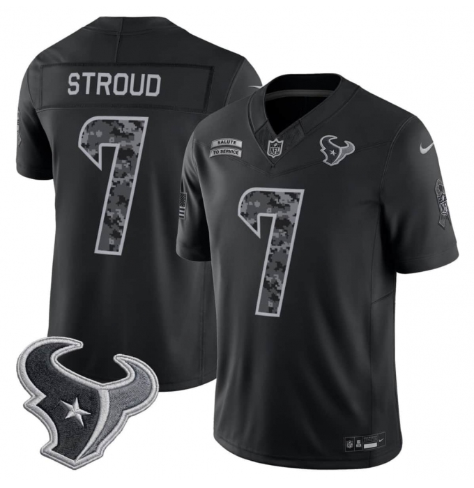 Men's Houston Texans #7 C.J. Stroud Black F.U.S.E. 2026 Salute to Service Limited Football Stitched Jersey
