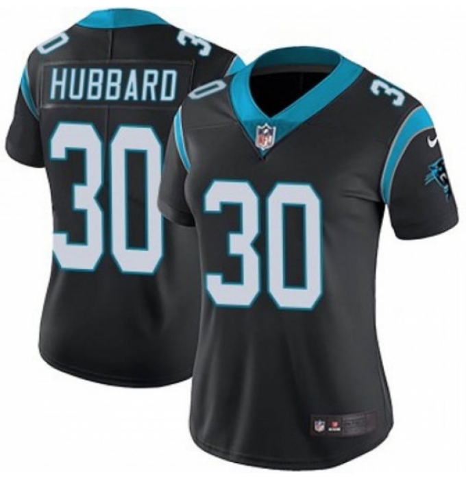 Women Carolina Panthers #30 Chuba Hubbard Black F U S E Stitched NFL Jersey