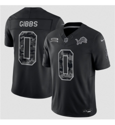 Men's Detroit Lions #0 Jahmyr Gibbs Black F.U.S.E. 2026 Salute to Service Limited Football Stitched Jersey