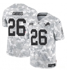 Men's Detroit Lions #26 Jahmyr Gibbs 2024 F.U.S.E Arctic Camo Salute To Service Limited Stitched Football Jersey