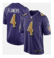 Men Baltimore Ravens #4 Zay Flowers Purple Rush Limited Stitched Football Jersey