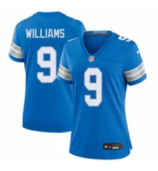 Women Detroit Lions #9 Jameson Williams blue 2024 F U S E Vapor Limited Stitched Jersey