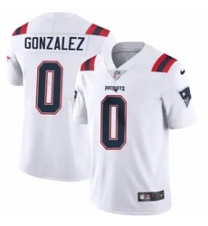 Men's New England Patriots #0 Christian Gonzalez White Stitched Vapor Limited Jerseys