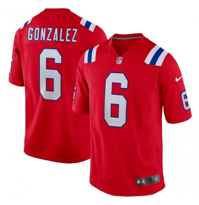 Men's Nike New England Patriots #6 Christian Gonzalez Red 2023 F.U.S.E. Vapor Limited Football Stitched Jersey