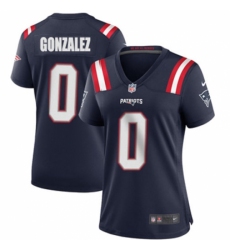 Women New England Patriots #0 Christian Gonzalez Blue Stitched Vapor Limited Jersey