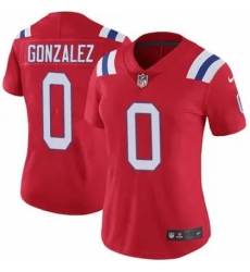 Women New England Patriots #0 Christian Gonzalez Red Stitched Vapor Limited Jersey