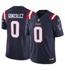 Youth New England Patriots #0 Christian Gonzalez Blue Stitched Vapor Limited Jersey