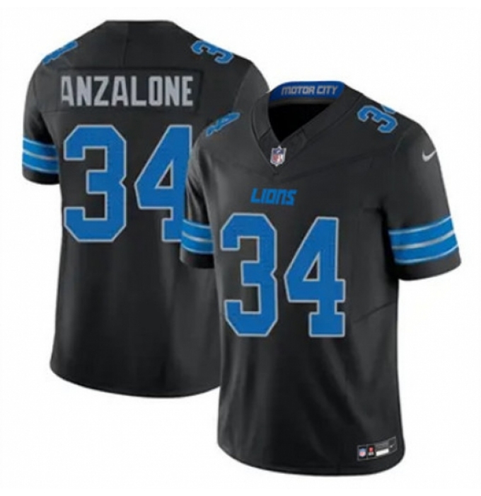 Men's Detroit Lions #34 Alex Anzalone Black Vapor Stitched Nike NFL Jersey