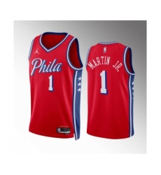 Men's Philadelphia 76ers #1 Kenyon Martin Jr Red Statement Edition Stitched Jersey