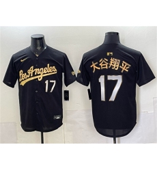 Men's Los Angeles Dodgers #17 大谷翔平 Black Gold Limited Stitched Baseball Jersey