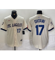 Men's Los Angeles Dodgers #17 Shohei Ohtani Cream 2024 City Connect Limited Stitched Jersey