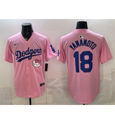 Men's Los Angeles Dodgers #18 Yoshinobu Yamamoto Pink 2025 Hello Kitty Vapor Limited Stitched Baseball Jersey