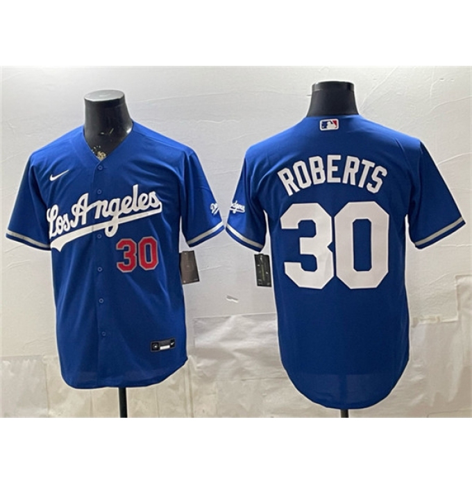 Men's Los Angeles Dodgers #30 Dave Roberts Royal Alternate Stadium Stitched Baseball Jersey