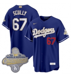 Men's Los Angeles Dodgers #67 Vin Scully Royal 2026 Alternate Gold Collection Stadium Stitched Baseball Jersey