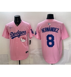Men's Los Angeles Dodgers #8 Enrique Hernández Pink 2025 Hello Kitty Vapor Limited Stitched Baseball Jersey