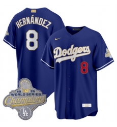 Men's Los Angeles Dodgers #8 Enrique Hernández Royal 2026 Alternate Gold Collection Stadium Stitched Baseball Jersey