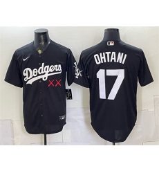 Men's Los Angeles Dodgers x KAWS #17 Shohei Ohtani Black Vapor Premier Limited Stitched Baseball Jersey