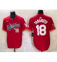 Men's Los Angeles Dodgers x One Piece #18 Yoshinobu Yamamoto Red Vapor Premier Limited Stitched Baseball Jersey