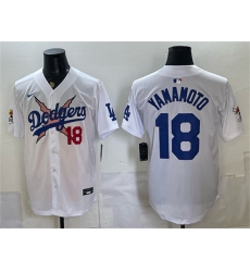 Men's Los Angeles Dodgers x One Piece #18 Yoshinobu Yamamoto White Vapor Premier Limited Stitched Baseball Jersey