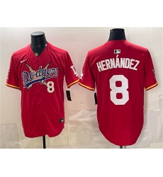 Men's Los Angeles Dodgers x One Piece #8 Enrique Hernández Red Vapor Premier Limited Stitched Baseball Jersey
