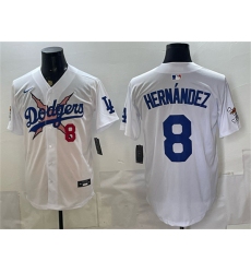 Men's Los Angeles Dodgers x One Piece #8 Enrique Hernández White Vapor Premier Limited Stitched Baseball Jersey