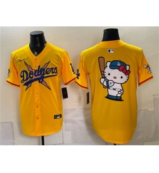 Men's Los Angeles Dodgers x One Piece Team Big Logo Yellow Vapor Premier Limited Stitched Baseball Jersey