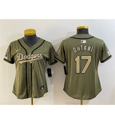 Women's Los Angeles Dodgers #17 Shohei Ohtani Olive 2026 Armed Forces Day Stitched Baseball Jersey(Run Small)