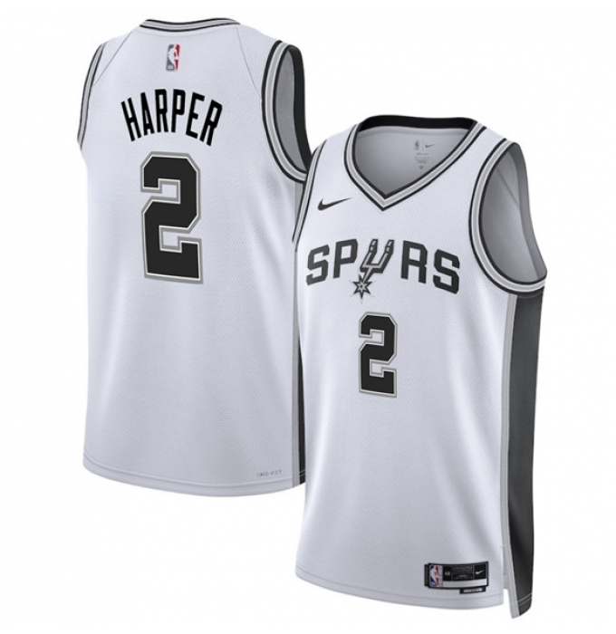 Men's San Antonio Spurs #2 Dylan Harper White 2025 Draft Association Edition Stitched Basketball Jersey