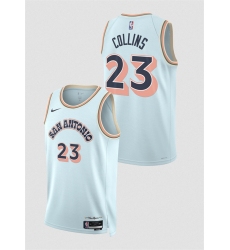 Men's San Antonio Spurs #23 Zach Collins Light Blue 2024-25 City Edition Stitched Basketball Jersey