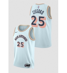 Men's San Antonio Spurs #25 Sidy Cissoko Light Blue 2024-25 City Edition Stitched Basketball Jersey