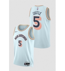 Men's San Antonio Spurs #5 Stephon Castle Light Blue 2024-25 City Edition Stitched Basketball Jersey