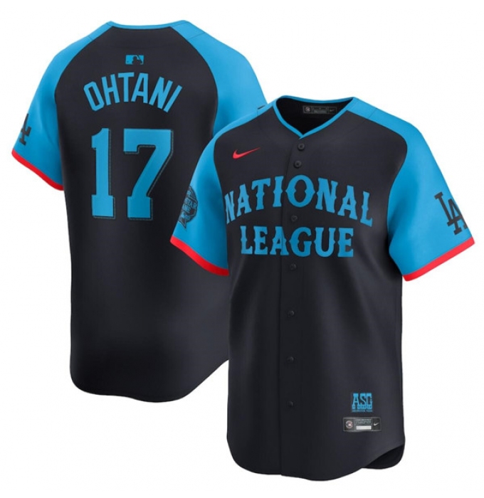Men's National League #17 Shohei Ohtani Navy 2024 All-Star Limited Stitched Baseball Jersey