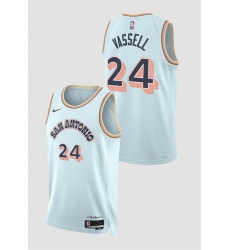 Men's San Antonio Spurs #24 Devin Vassell Light Blue 2024-25 City Edition Stitched Basketball Jersey