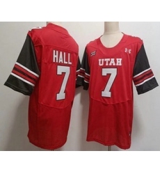 Men's Utah Utes #7 Johnathan Hall Red College Football Jersey