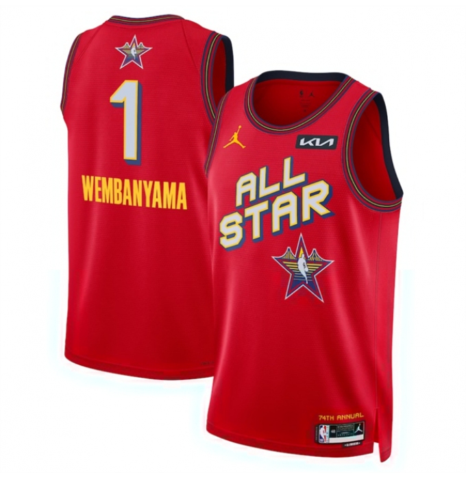 Men's 2025 All-Star #1 Victor Wembanyama Red Stitched Basketball Jersey