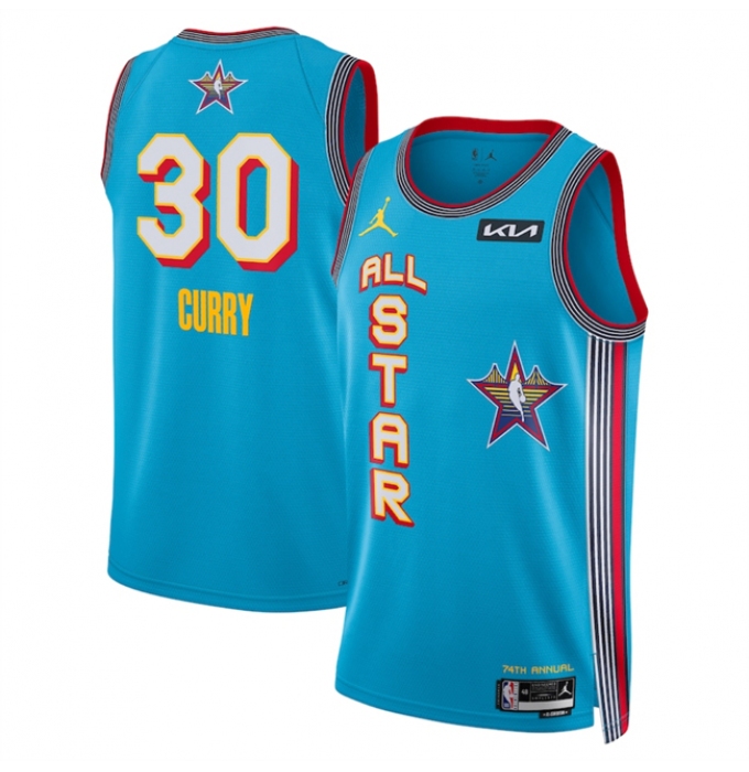 Men's 2025 All-Star #30 Stephen Curry Light Blue Stitched Basketball Jersey