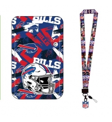 The Buffalo Bills  ID Stickers Badge Holder with Lanyard, Hard Plastic Key Card Work Badge Sleeve for Office, School, Factory, ID Credit Cards, 