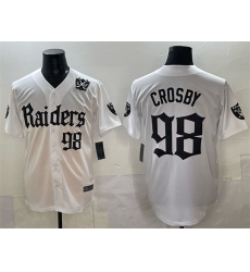 Men's Las Vegas Raiders #98 Maxx Crosby White 'Gothic Sin City Shadows Edition' With 65th Anniversary Vapor Limited Stitched Baseball Jersey