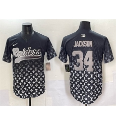 Men's Las Vegas Raiders #34 Bo Jackson Black Limited Stitched Baseball Jersey