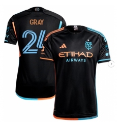 Men's New York City FC Tayvon Gray adidas Black 2024 24 7 Kit Authentic Player Jersey