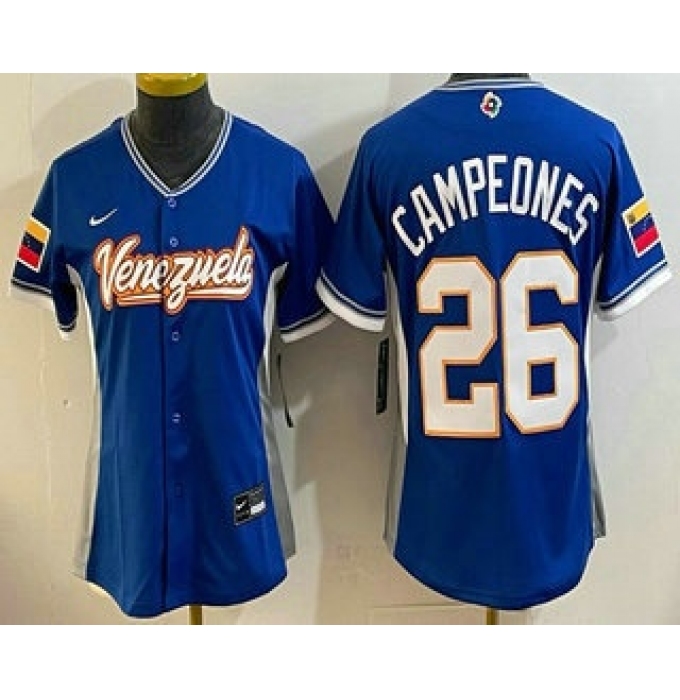 Women's Venezuela #26 Campeones Blue 2026 World Baseball Classic Cool Base Jersey