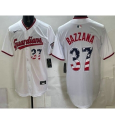 Men's Cleveland Guardians #37 Travis Bazzana White USA 250 Fourth of July Home Stitched Jersey