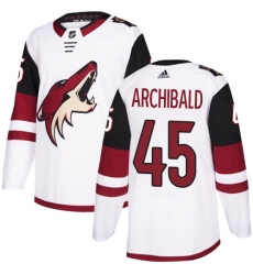 Men's Adidas Arizona Coyotes #45 Josh Archibald Authentic White Away NHL Jersey