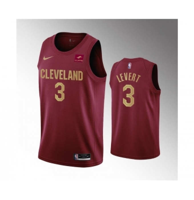 Men's Cleveland Cavaliers #3 Caris LeVert Wine Icon Edition Stitched Basketball Jersey