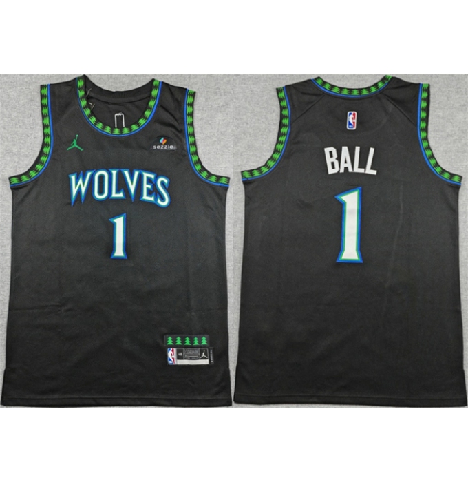 Men's Minnesota Timberwolves #1 LaMelo Ball Black 2026 Statement Edition Stitched Basketball Jersey